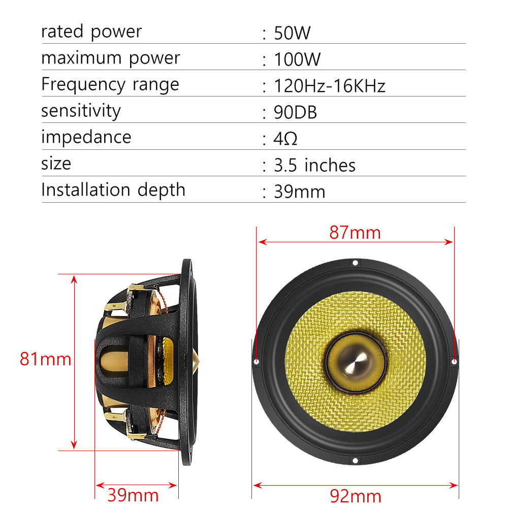 2pcs 3.5-inch Bullet Guided Mi - Speaker Driver ulasan dan harga