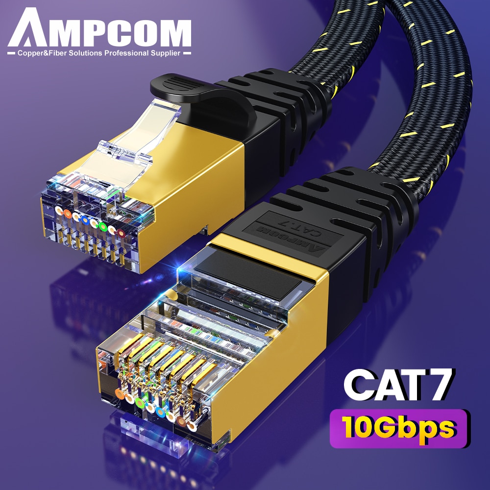 AMPCOM CAT7 Ethernet Cable Fla - Rj45 Jack ulasan dan harga