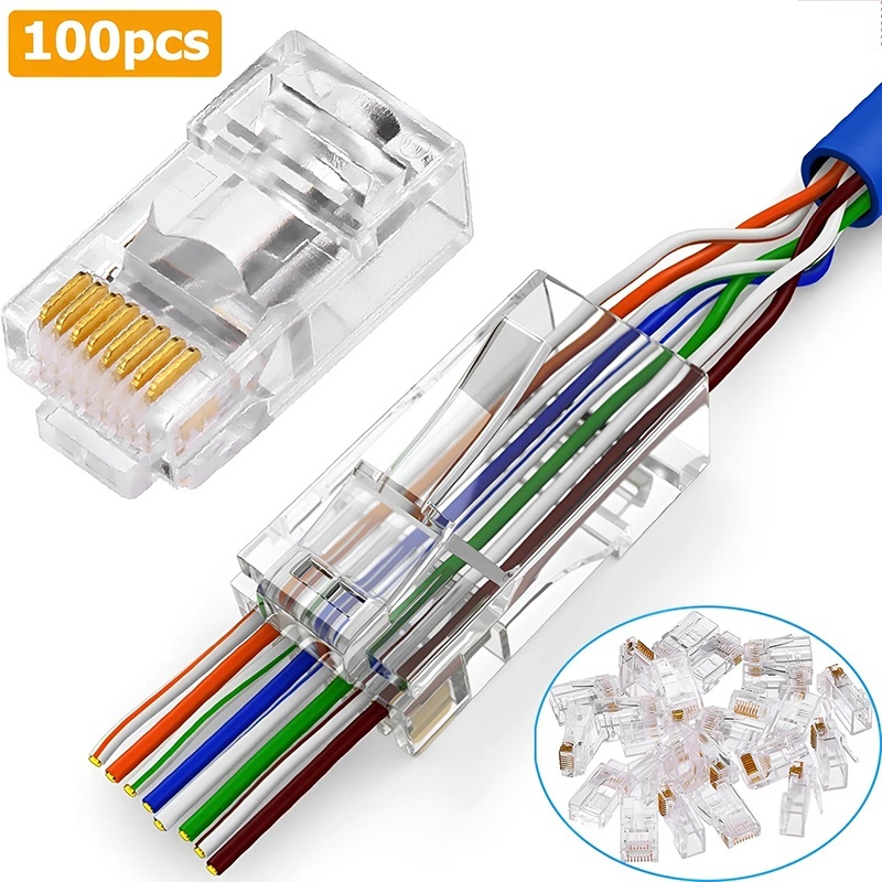 100pcs Cat6 Cat6e CAT5e RJ45 C - Rj45 Jack ulasan dan harga